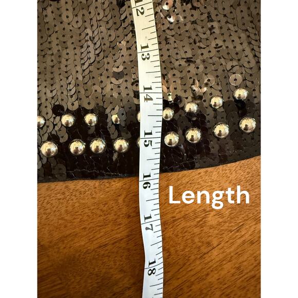 Made In Italy Studded Sequined Black Mini Skirt. - Picture 4 of 6